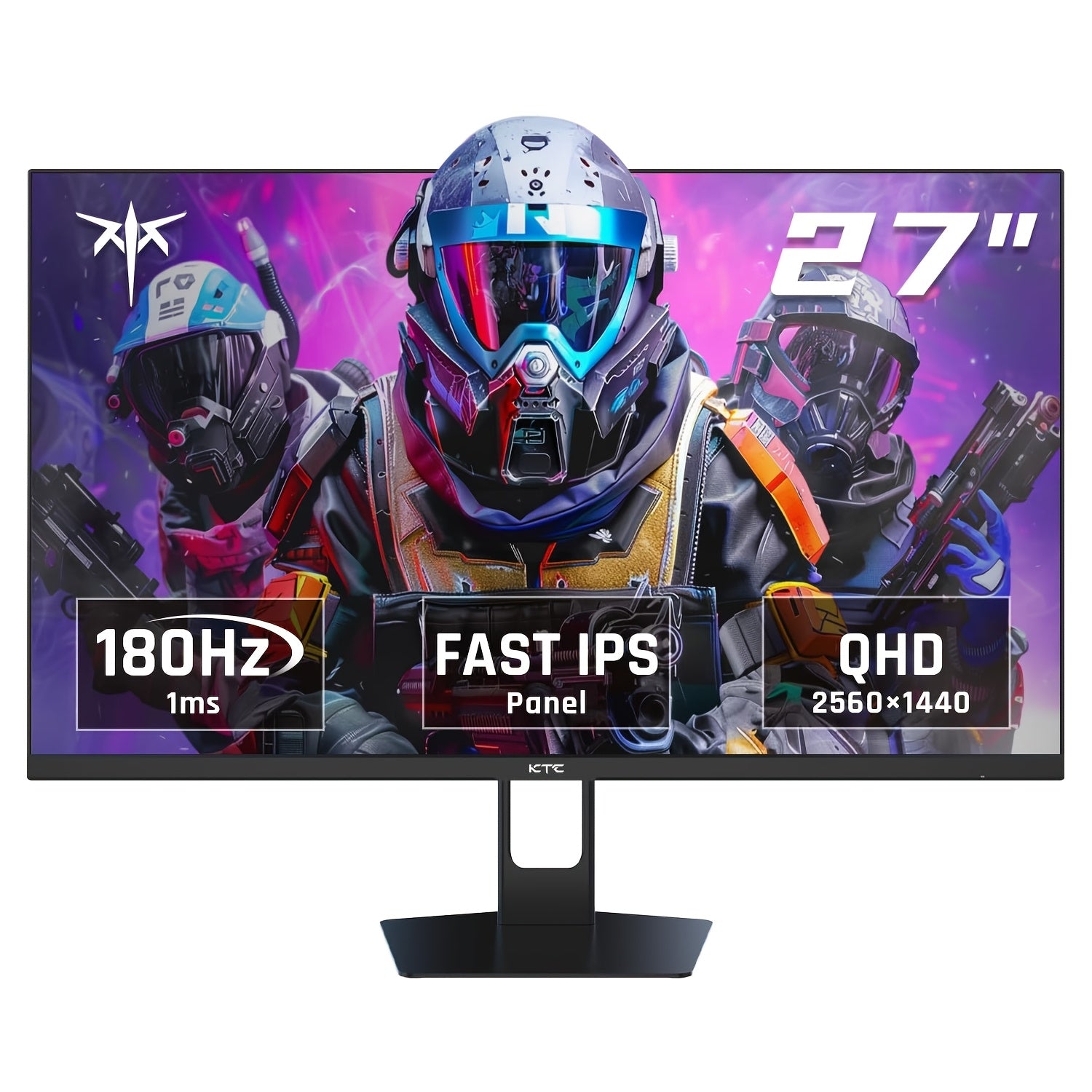 KTC 27" QHD Gaming Monitor | 180Hz Ultra-Fast IPS Display | Frameless, Adjustable Tilt, VESA Compatible | Eye Care & Adaptive Sync | 1440P HDR with Vivid Colors | HDTV/DisplayPort | Futuristic Design for Immersive Gaming Expe