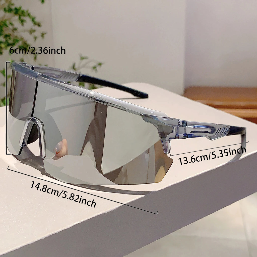 KAMMPT Oversized Sports Sunglasses Men Fashion Rimless Mirror Outdoor Cycling Shades Trendy Futuristic Punk Anti-UV Goggle