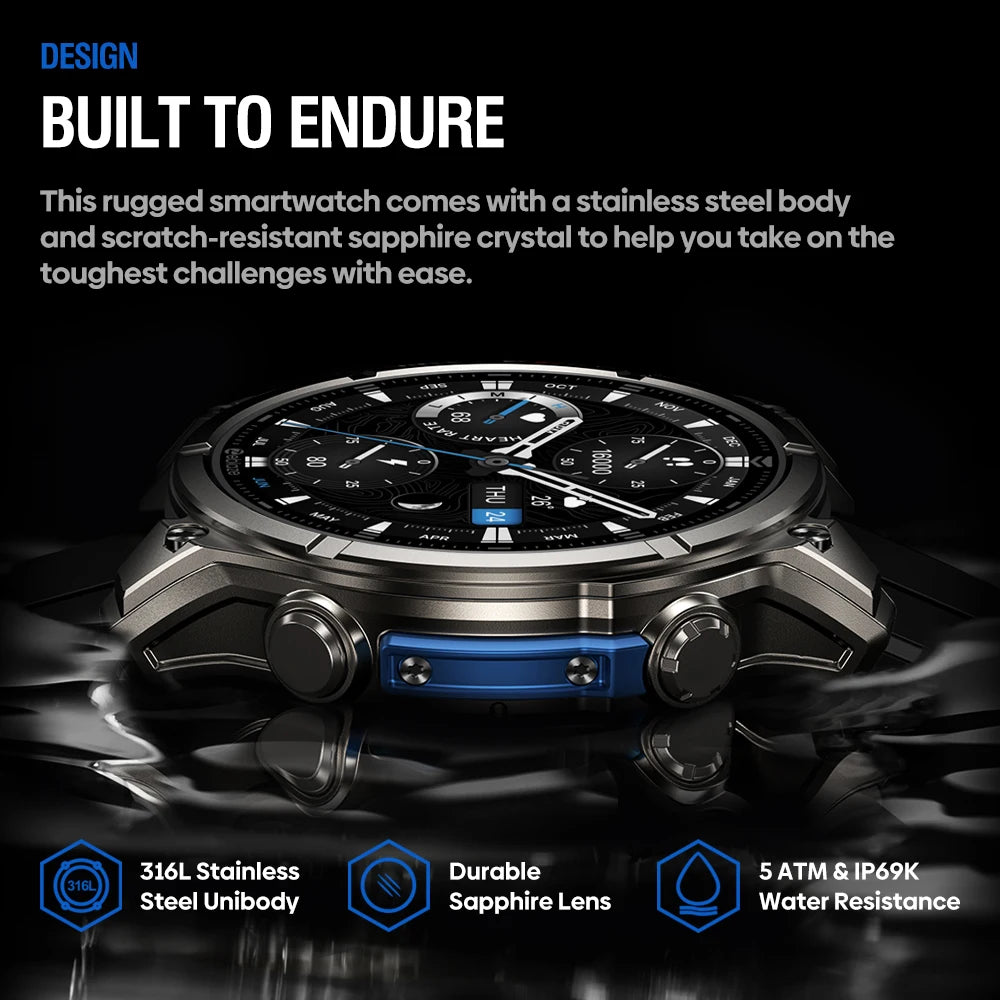 NEW 2025 Zeblaze VIBE 8 Voice Calling 1.43" AMOLED Display Smart Watch Built-in Flashlight Heart Rate Blood Pressure Smart Watch
